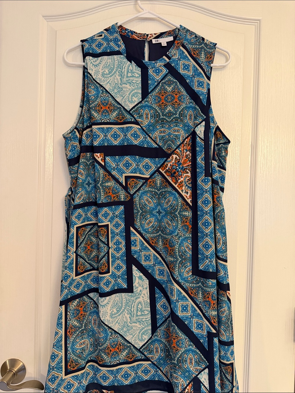 DR2 Blue and Teal Geometric Paisley Mini Dress